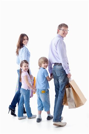 simsearch:400-04323202,k - Families with children and bags on a white background Stock Photo - Budget Royalty-Free & Subscription, Code: 400-04377619