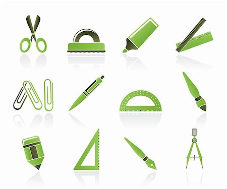 school and office tools icons- vector icon set Foto de stock - Royalty-Free Super Valor e Assinatura, Número: 400-04378010
