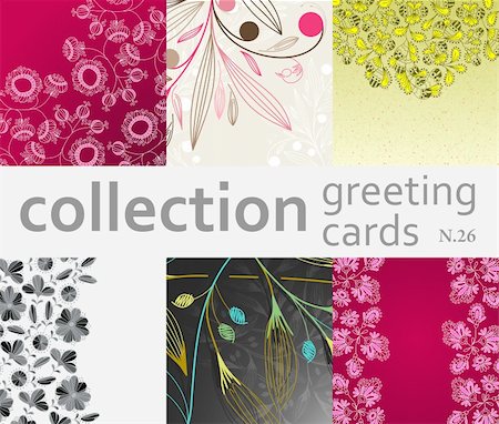 deco tree vector - collection greeting cards Stock Photo - Budget Royalty-Free & Subscription, Code: 400-04378253