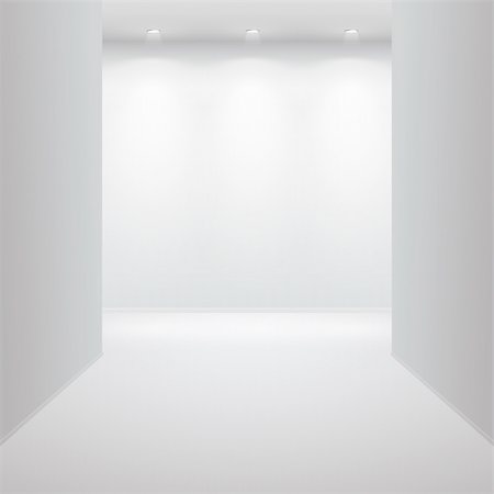 Gallery Interior with empty wall and lights Stock Photo - Budget Royalty-Free & Subscription, Code: 400-04378574