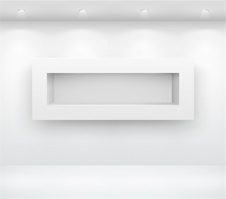 simsearch:400-07176660,k - Gallery Interior with empty shelf on wall Foto de stock - Super Valor sin royalties y Suscripción, Código: 400-04378580