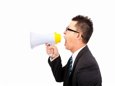 simsearch:400-04126489,k - young Businessman make loud noise by megaphone Stock Photo - Budget Royalty-Free & Subscription, Code: 400-04378798