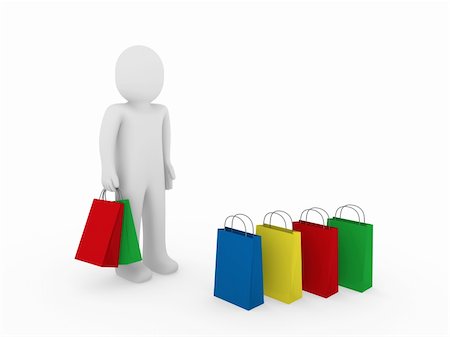 einkaufssüchtiger (männlich) - 3d human man sale bag retail shopping red Stockbilder - Microstock & Abonnement, Bildnummer: 400-04379438