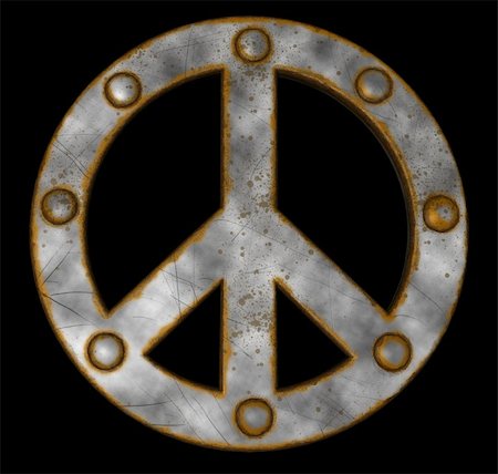 protesta - rusted riveted pacific symbol on black background - 3d illustration Stock Photo - Budget Royalty-Free & Subscription, Code: 400-04379483