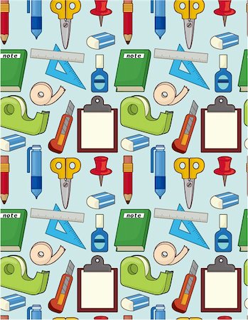 cartoon stationery seamless pattern Foto de stock - Super Valor sin royalties y Suscripción, Código: 400-04379518