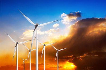 simsearch:400-03912255,k - Wind turbines at sunset Stock Photo - Budget Royalty-Free & Subscription, Code: 400-04379630