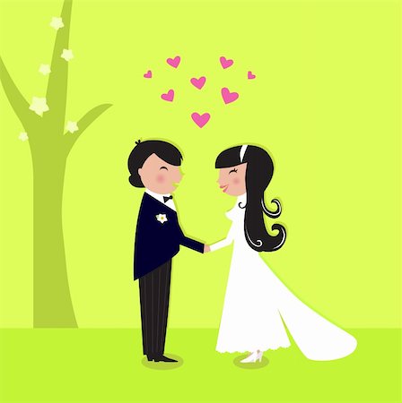 Wedding bride and groom. Vector Illustration. Stock Photo - Budget Royalty-Free & Subscription, Code: 400-04379667