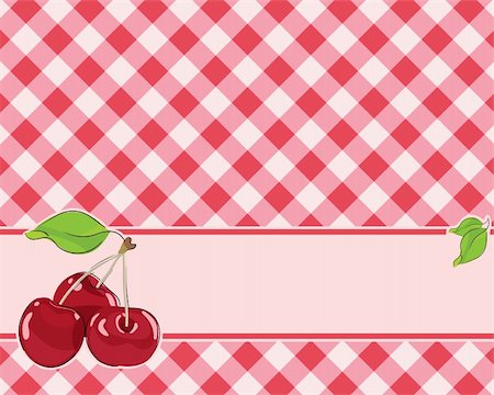 checkered background in red tones decorated with cherries. Vector Stock Photo - Budget Royalty-Free & Subscription, Code: 400-04379790