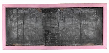 dirty blackboard - Old chalk board with a pink wooden border and dirty chalk marks Stock Photo - Budget Royalty-Free & Subscription, Code: 400-04370004