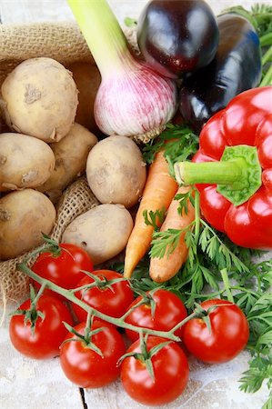 Different fresh vegetables  on the table Stock Photo - Budget Royalty-Free & Subscription, Code: 400-04370009