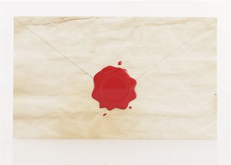 seal document - old envelope sealed with  red wax seal - rendering Stock Photo - Budget Royalty-Free & Subscription, Code: 400-04370049