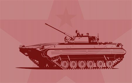 Vector  illustration of  Infantry fighting vehicle on a red background. Stock Photo - Budget Royalty-Free & Subscription, Code: 400-04370166