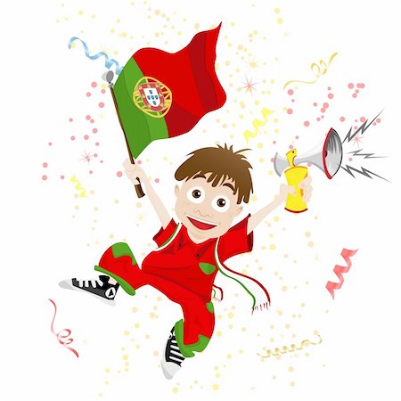 simsearch:400-04186127,k - Vector - Portugal Sport Fan with Flag and Horn Stockbilder - Microstock & Abonnement, Bildnummer: 400-04370454