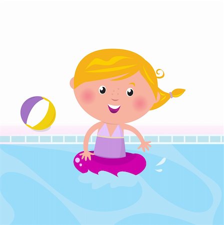 Cute child in swimming pool. Vector Illustration. Stock Photo - Budget Royalty-Free & Subscription, Code: 400-04370465