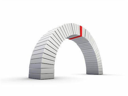 simsearch:400-08668633,k - An isolated arch with a red keystone on white background Stock Photo - Budget Royalty-Free & Subscription, Code: 400-04370641