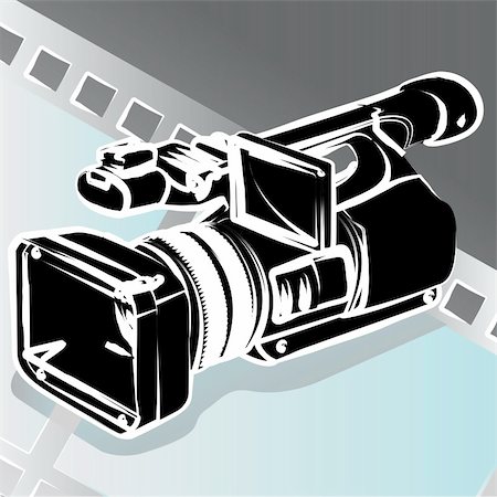 simsearch:400-05179794,k - Illustration, video camera drawn by pencil on background of the film Stock Photo - Budget Royalty-Free & Subscription, Code: 400-04370667