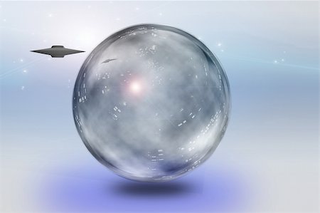 Saucer craft and translucent sphere Stock Photo - Budget Royalty-Free & Subscription, Code: 400-04370781