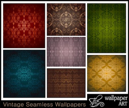 simsearch:400-06922170,k - Stylish Set of 7 seamless vintage wallpapers Photographie de stock - Aubaine LD & Abonnement, Code: 400-04371282