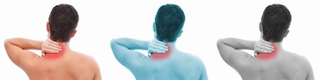 simsearch:400-06476910,k - Young man having pain in his neck Stock Photo - Budget Royalty-Free & Subscription, Code: 400-04372056