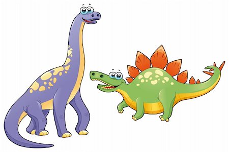 Couple of funny dinosaurs. Cartoon and vector isolated characters. Photographie de stock - Aubaine LD & Abonnement, Code: 400-04372158