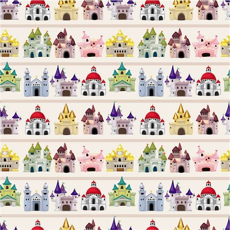 simsearch:400-04415246,k - cartoon Fairy tale castle seamless pattern Foto de stock - Royalty-Free Super Valor e Assinatura, Número: 400-04372359