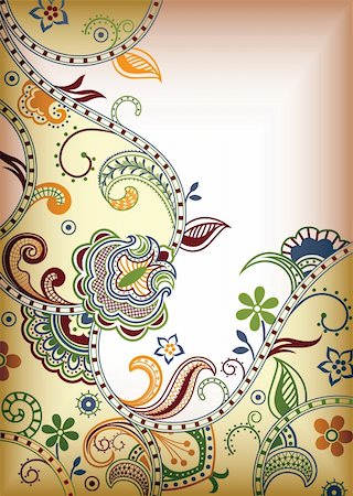 Illustration of abstract floral scrolls in asia style. Photographie de stock - Aubaine LD & Abonnement, Code: 400-04372369