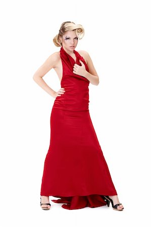 simsearch:400-04863115,k - Young lady in red dress on white background Photographie de stock - Aubaine LD & Abonnement, Code: 400-04372629