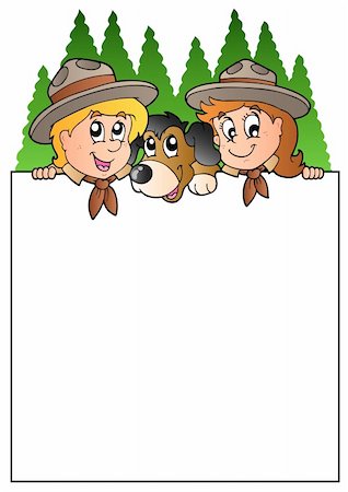 simsearch:400-04419403,k - Blank frame with lurking scouts - vector illustration. Stockbilder - Microstock & Abonnement, Bildnummer: 400-04372745