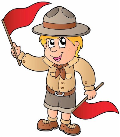 simsearch:400-08918506,k - Scout boy giving flag signal - vector illustration. Stock Photo - Budget Royalty-Free & Subscription, Code: 400-04372789