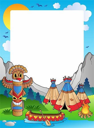 Frame with Indian village - vector illustration. Stock Photo - Budget Royalty-Free & Subscription, Code: 400-04372781