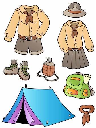 simsearch:400-04598569,k - Scout clothes and gear collection - vector illustration. Stock Photo - Budget Royalty-Free & Subscription, Code: 400-04372793