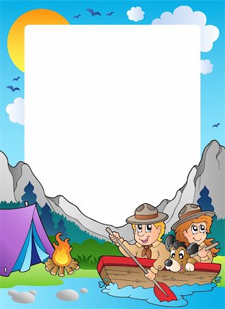 summer holiday frame - Summer frame with scout theme 4 - vector illustration. Stock Photo - Budget Royalty-Free & Subscription, Code: 400-04372804