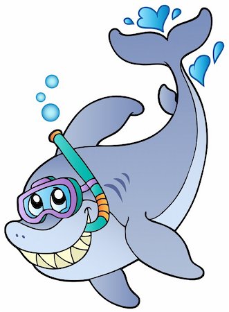 simsearch:400-04603382,k - Shark snorkel diver - vector illustration. Foto de stock - Royalty-Free Super Valor e Assinatura, Número: 400-04372800