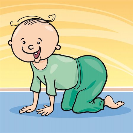 illustration of baby boy crawling on all fours Stock Photo - Budget Royalty-Free & Subscription, Code: 400-04372818