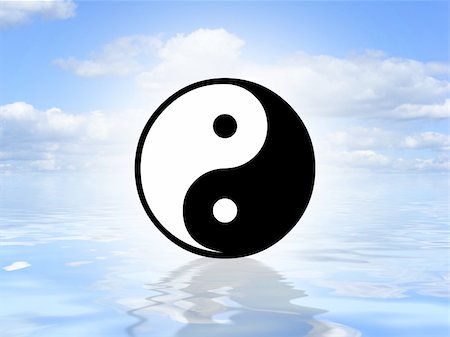 Illustrated Yin Yang symbol on an ocean background Stock Photo - Budget Royalty-Free & Subscription, Code: 400-04372996