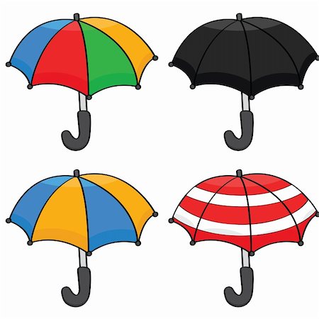 simsearch:400-08556675,k - Cartoon illustration showing a set of different color and pattern umbrellas Fotografie stock - Microstock e Abbonamento, Codice: 400-04373175