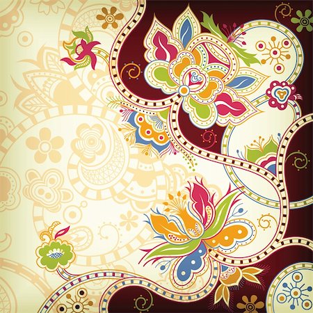 Illustration of abstract floral in asia style. Stockbilder - Microstock & Abonnement, Bildnummer: 400-04373534