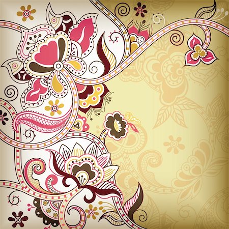 Illustration of abstract floral in asia style. Photographie de stock - Aubaine LD & Abonnement, Code: 400-04373536