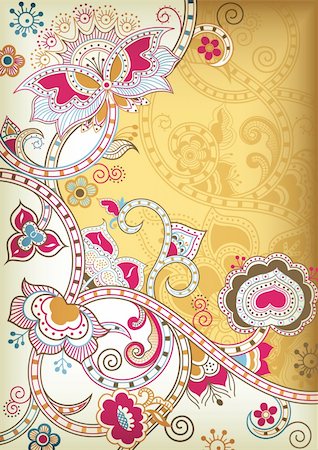 Illustration of abstract floral in asia style. Stockbilder - Microstock & Abonnement, Bildnummer: 400-04373537