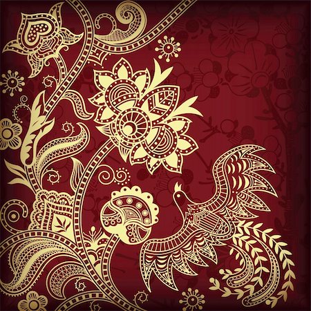 Illustration of abstract floral in asia style. Stockbilder - Microstock & Abonnement, Bildnummer: 400-04373539