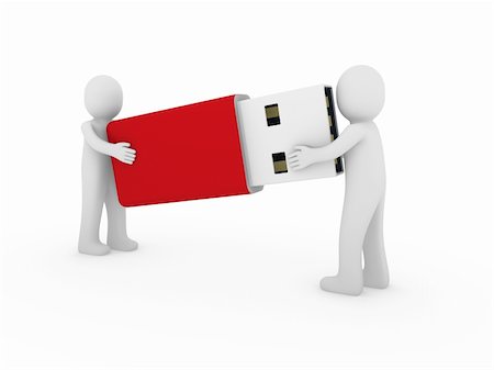 3d human men usb stick red plug memory Stock Photo - Budget Royalty-Free & Subscription, Code: 400-04373547