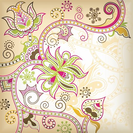 Illustration of abstract floral in asia style. Stockbilder - Microstock & Abonnement, Bildnummer: 400-04373540
