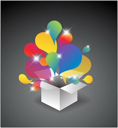 simsearch:400-08138674,k - Exploding gift box - Abstract illustration full of colors Stock Photo - Budget Royalty-Free & Subscription, Code: 400-04373865