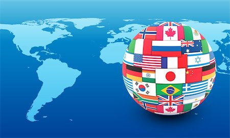 International communication concept. World flags on globe Stock Photo - Budget Royalty-Free & Subscription, Code: 400-04373903