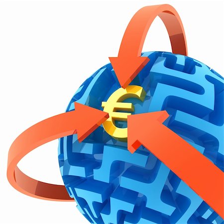 Euro puzzle. Money Sphere Maze solved Stock Photo - Budget Royalty-Free & Subscription, Code: 400-04373979