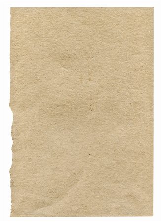 piece of rough very paper isolated on white background, one edge is frayed Stock Photo - Budget Royalty-Free & Subscription, Code: 400-04384046