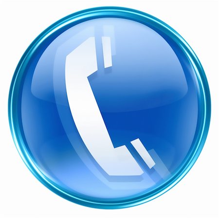 phone icon blue, isolated on white background Stock Photo - Budget Royalty-Free & Subscription, Code: 400-04384352