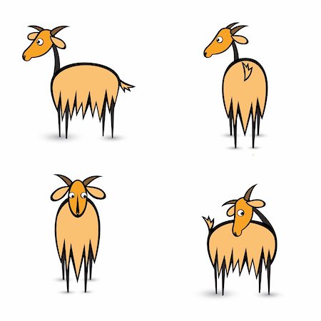 simsearch:400-04899633,k - Abstract four goats in different positions. Illustration on white background Stockbilder - Microstock & Abonnement, Bildnummer: 400-04384465