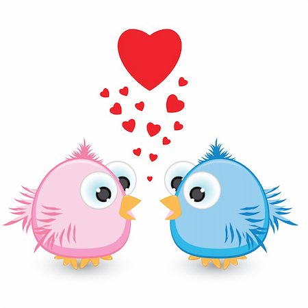 Two sparrow with love. Illustration on white background Foto de stock - Super Valor sin royalties y Suscripción, Código: 400-04384474