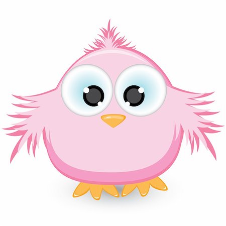simsearch:400-07518178,k - Cartoon pink sparrow. Illustration on white background Stockbilder - Microstock & Abonnement, Bildnummer: 400-04384472